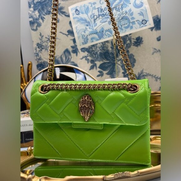 🆕 KURT GEIGER LONDON 🧿 NWOT Leather Mini Kensington Bag, Neon Green - Picture 6 of 15